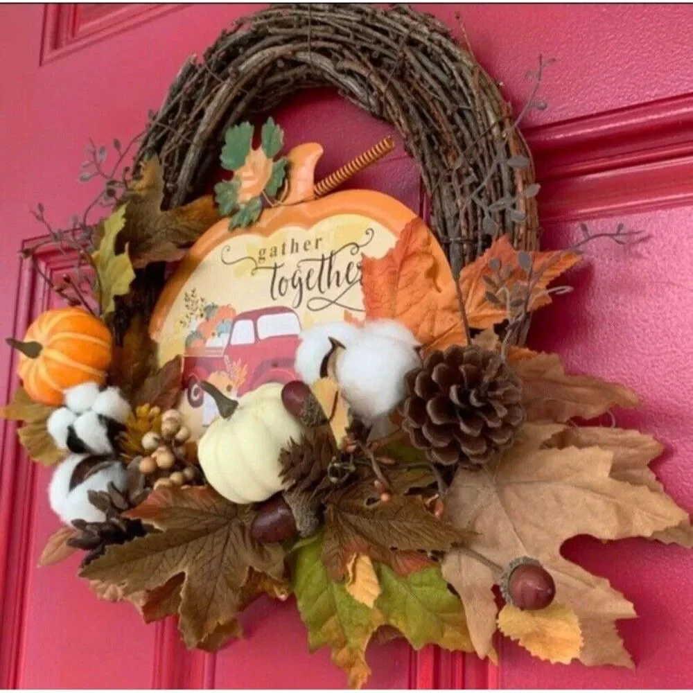 Fall Wreath, Pinecones, Berries, Acorns, Fall Leaves, Pumpkins, Autumn Wreath